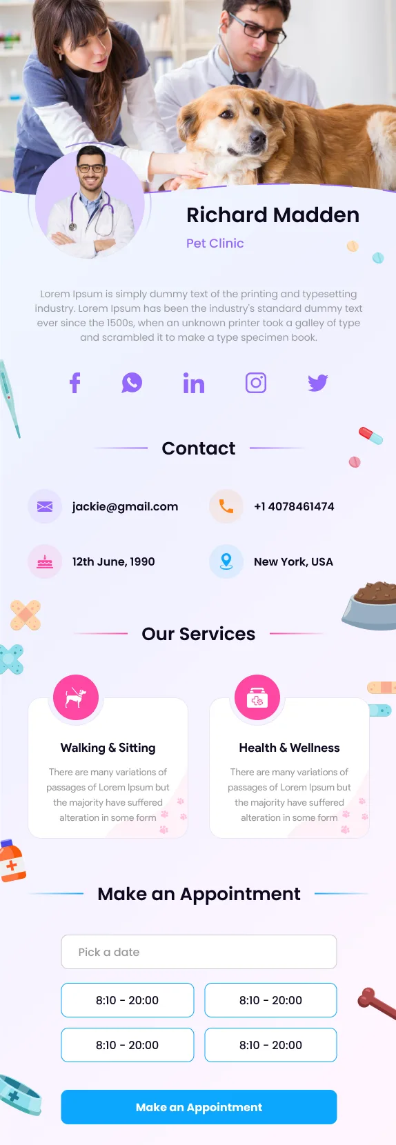 قالب کارت ویزیت کلینیک حیوانات